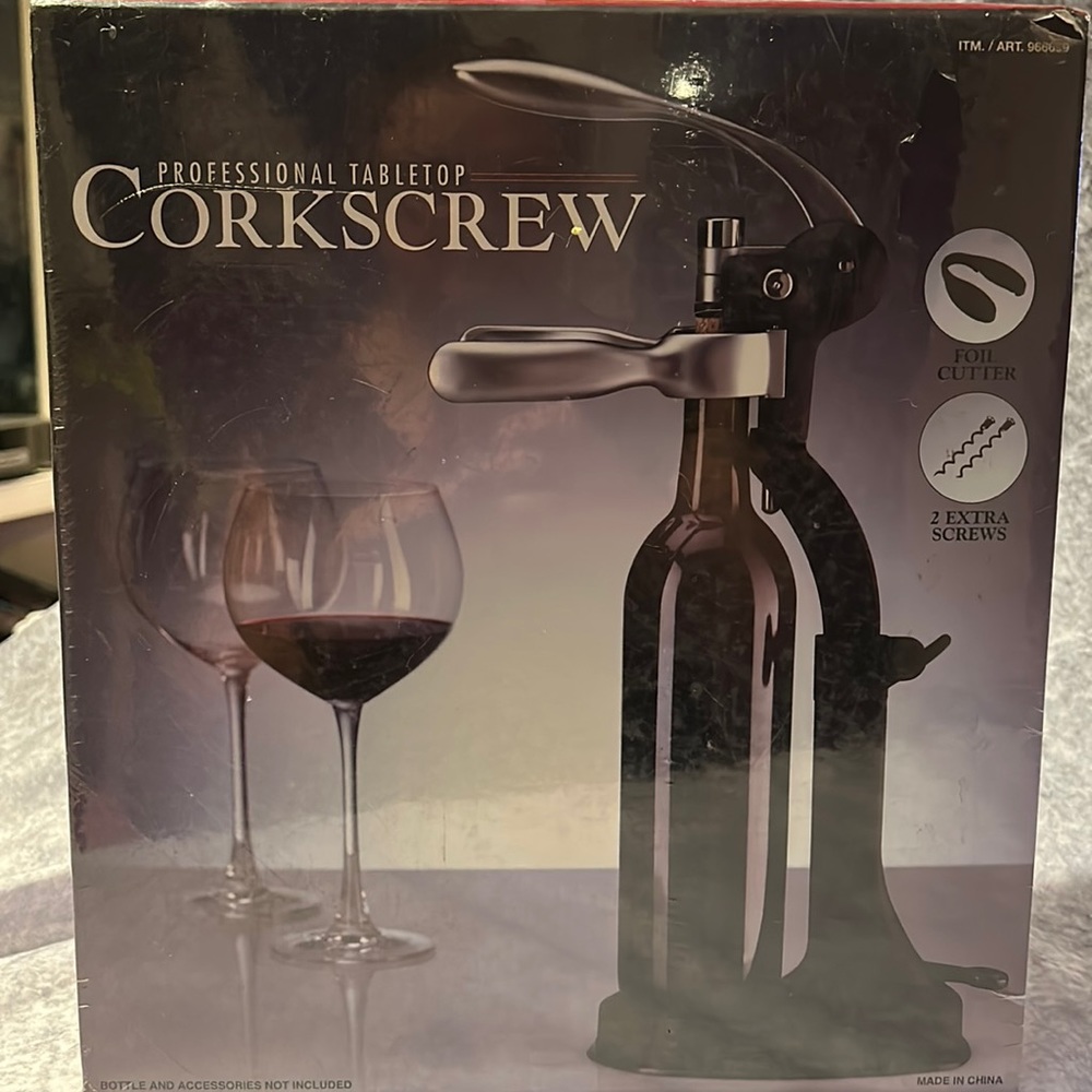 Professional Tabletop Corkscrew! New in box. Great gift. Versatile and useful.